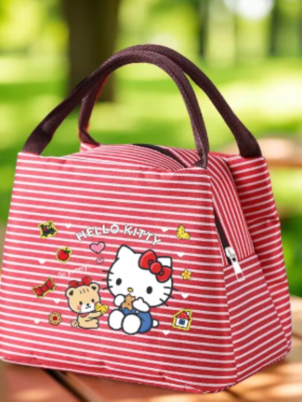 Hello Kitty Insulated Lunch Bag Cute Thermal Tote with Handles, Cartoon Print